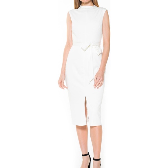 Alexia Admor Dresses & Skirts - Alexia Admor Mock Neck Belted Sheath Dress Cream Size 12 New With Blemis…